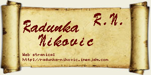 Radunka Niković vizit kartica